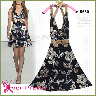 Sexy Black Floral Print Halter Dress Ft-05660 (Sexy Bl k цветочные печати Halter Dress Ft-05660)