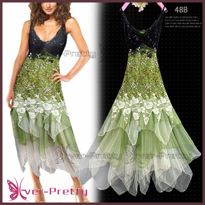 Sexy Black %26 Green Lace Long Dress Xw-0048b (Sexy Bl k 26% зеленого кружева длинное платье XW-0048b)