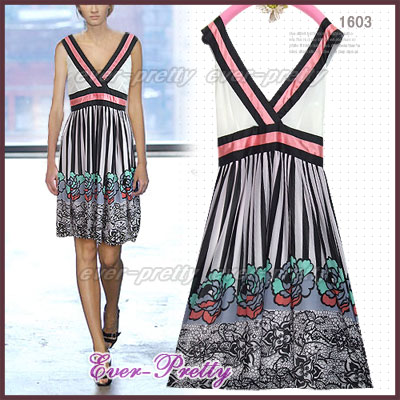 Nwt A-Line Border Print Spitzenkleid 7d-01603 (Nwt A-Line Border Print Spitzenkleid 7d-01603)