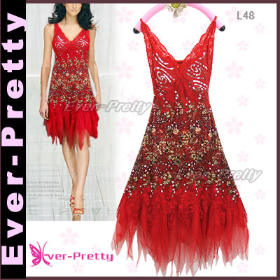 Sexy Red Beaded Lace Cocktail Dress Xw-00l48 (Сексуальное красное кружево бисером платье для коктейля XW-00l48)