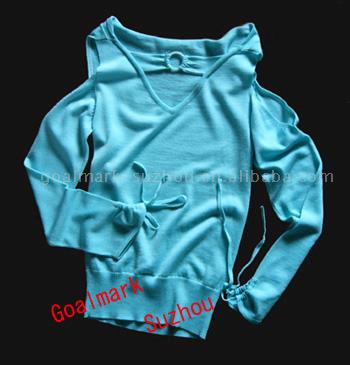 Back V-neck long sleevepullover (Back V-neck long sleevepullover)