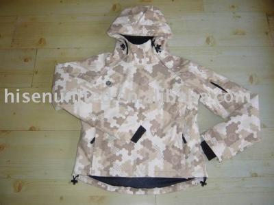 Lady`s Outdoor Functional Hooded Jacket With All-Over Print