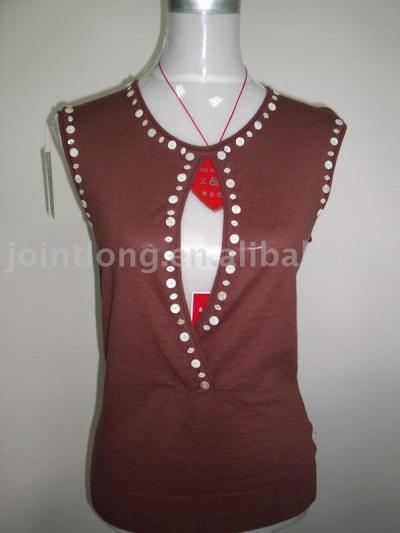 JL-1073 Ladies Beading Knitted Blouse, Component: Ramie/Cotton 55/45 (JL 073 дамы Бисероплетение Трикотажная блузка, компонент: рама / Хлопок 55/45)