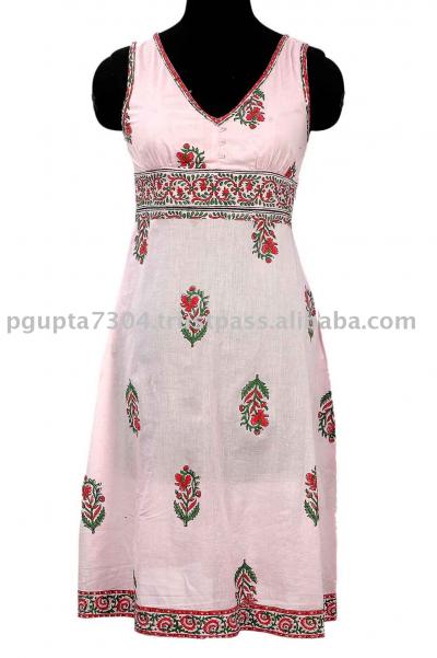 Cotton Hand Block Printed Dress (Хлопок Рука блока Печатный платье)