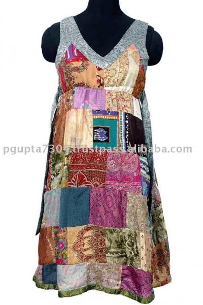 Vintage Saree Patch Dress (Vintage Saree Patch Dress)