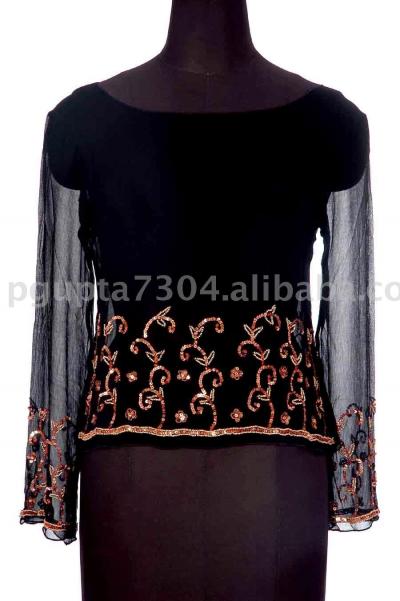 Chiffon Embroidered Top Ladies Blouse (Chiffon Embroidered Top Ladies Blouse)