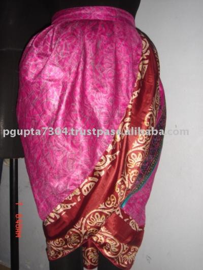 Vintage Saree Patch Wrap Skirt (Vintage Saree Patch Wrap Skirt)