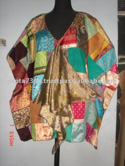 Vintage Saree Patch Kaftan Top (Vintage Patch Saree Kaftan Top)