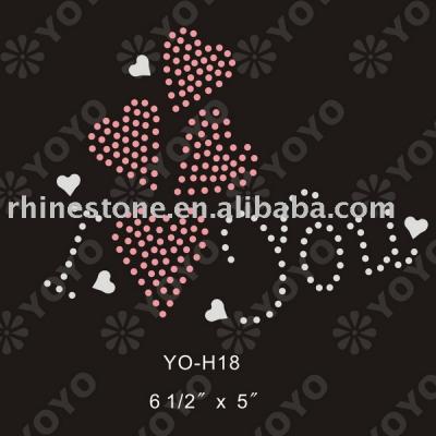valentine heart rhinestone motif for T-Shirt and Garment (Валентина мотив Rhinestone сердце футболки и одежда)