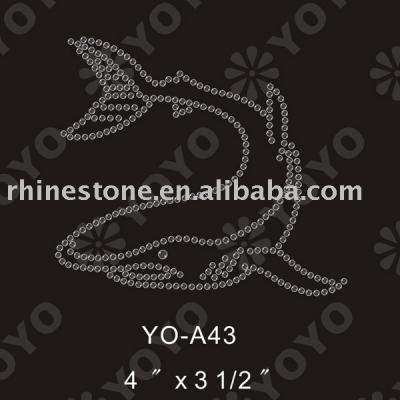 Iron on Shark rhinestone motif for T-Shirt and Garment (Железные на акул Rhinestone мотивом для футболки и одежда)