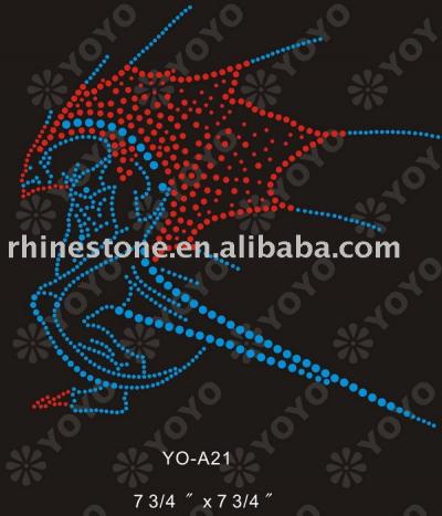 Iron on monster rhinestone motif for T-Shirt and Garment (Железный монстр на Rhinestone мотивом для футболки и одежда)