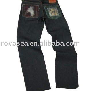 red Ladies` and men`s fashion monkey Jeans (красный Дамские и мужские джинсы мода обезьяны)