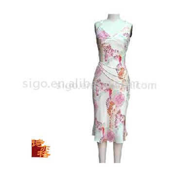 Ladies` 100% Silk Printed Dress (Ladies` 100% Silk Printed Dress)