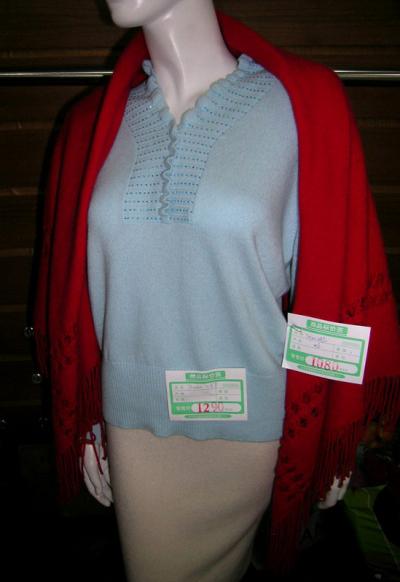 Women`s V-Neck Sweater with Scarf (Women`s V-Neck Sweater with Scarf)