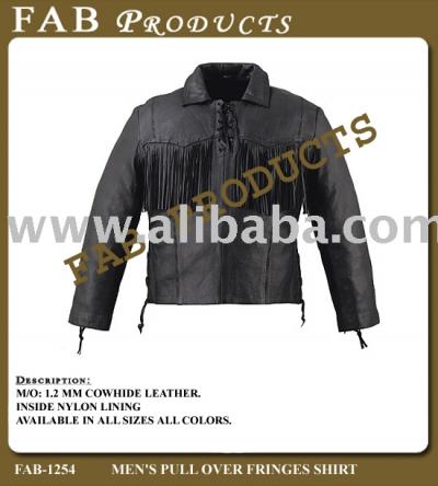 Men`s Fringed Pullover Jackets M / O Cowhide Finished Leather (Men `s frangée Vestes Pull M / O en peau de vache Finished Leather)