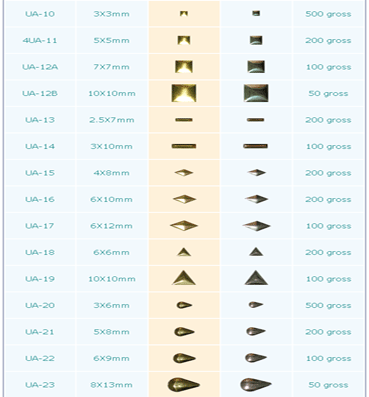 Aluminum Hot Fix Nailheads In Shapes (Aluminum Hot Fix Nailheads In Shapes)