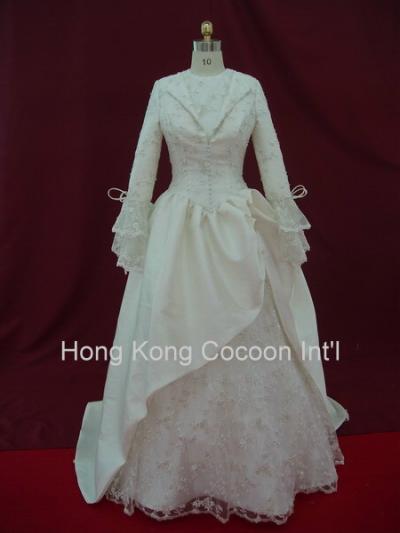 Long Sleeve High Neck Wedding Gown (Длинная шея рукава высокого Свадебное платье)