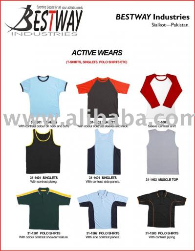 Active Wears-T-Shirts, Singlets, Muscle Top, Polo Shirts Fitness Wears (Активный Носит-T-Shirts, Singlets, Muscle Top, рубашки поло Фитнес Носит)