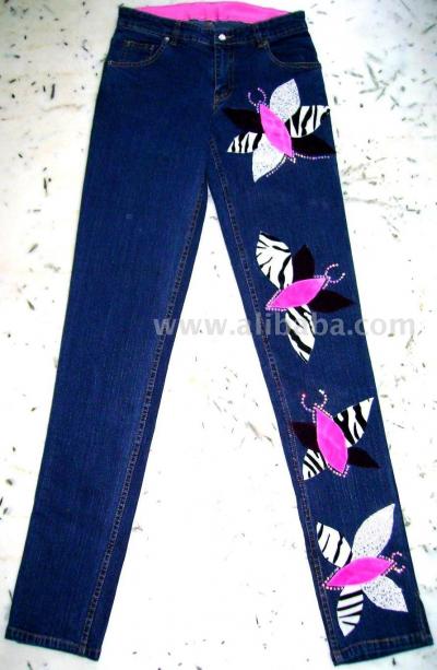 Ladies Jeans-Embellished With Swaroski Crystals (Ladies Jeans-Embellished With Swaroski Crystals)