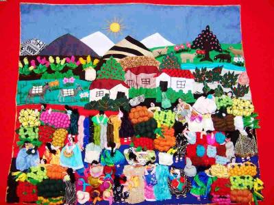 Andean Market! ! ! Handmade Arpillera Patchwork (Андское рынок! ! ! Ручная Arpillera Patchwork)