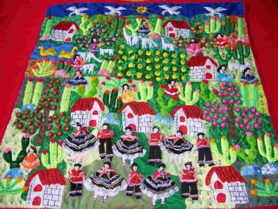 Folk Dance! ! ! Handmade Arpillera Patchwork (Народные танцы! ! ! Ручная Arpillera Patchwork)