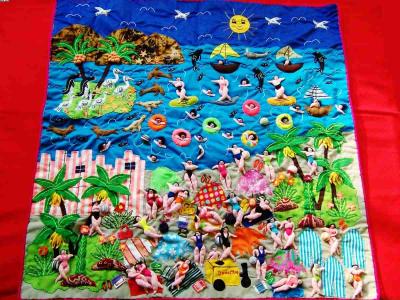 Amazing Beach! ! ! -Handmade Arpillera Patchwork (Amazing пляже! ! ! -Ручной Arpillera Patchwork)