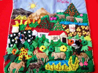 Andean Harvest! ! ! -Handmade Arpillera-Patchwork