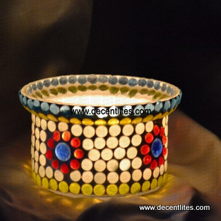 GLASS MOSAIC VOTIVE CANDLE HOLDER ()