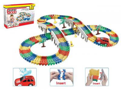 DIY toys of building blocks toys railway toys with 1 electronic car ()