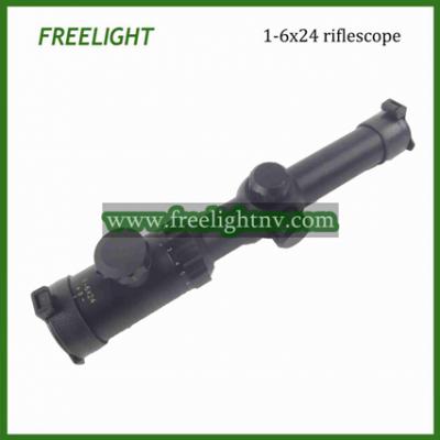 1-6x24 tactical rifle scope with Red/Green Mil dot etched reticle (1-6x24 тактический прицел с красный / зеленый Mil точка травления сетки)