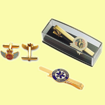 Tie Clip/Cufflinks Made of Copper, Bronze, Brass, Zinc Alloy or Pewter