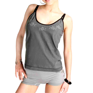 Bamboo Charcoal Two Piece   Singlet & Panties (No Lines) Grey Color (Bamboo Charcoal Zweiteiler - Singlet & Co. (Nr. Lines) Color Grey)